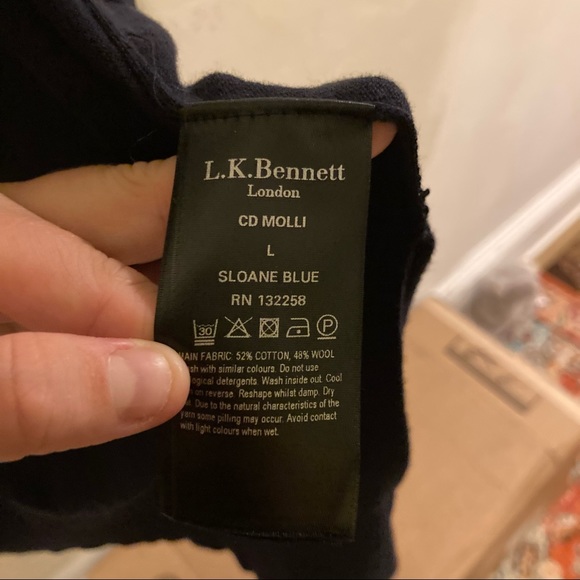 L.K. Bennett Navy Blue Long Shrug Cardigan Sweater L - Picture 7 of 7